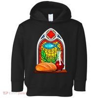 Bread And Wine Christian Stained Glass Catholic Toddler Hoodie thumb 0