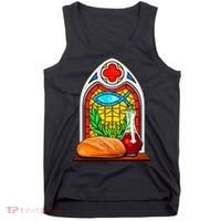 Bread And Wine Christian Stained Glass Catholic Tank Top thumb 0