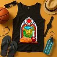 Bread And Wine Christian Stained Glass Catholic Tank Top thumb 4