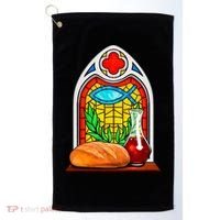 Bread And Wine Christian Stained Glass Catholic Golf Towel thumb 0