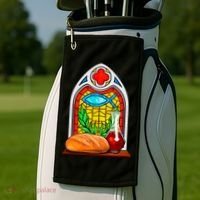 Bread And Wine Christian Stained Glass Catholic Golf Towel thumb 2