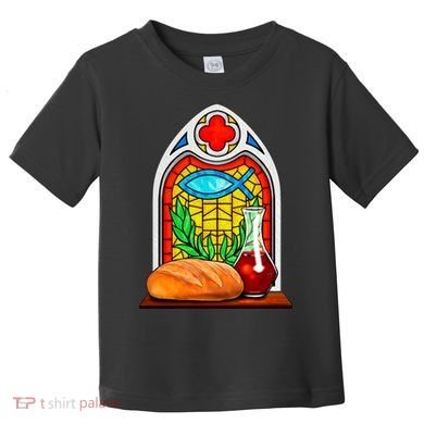 Bread And Wine Christian Stained Glass Catholic Toddler T-Shirt