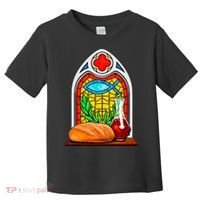 Bread And Wine Christian Stained Glass Catholic Toddler T-Shirt thumb 0