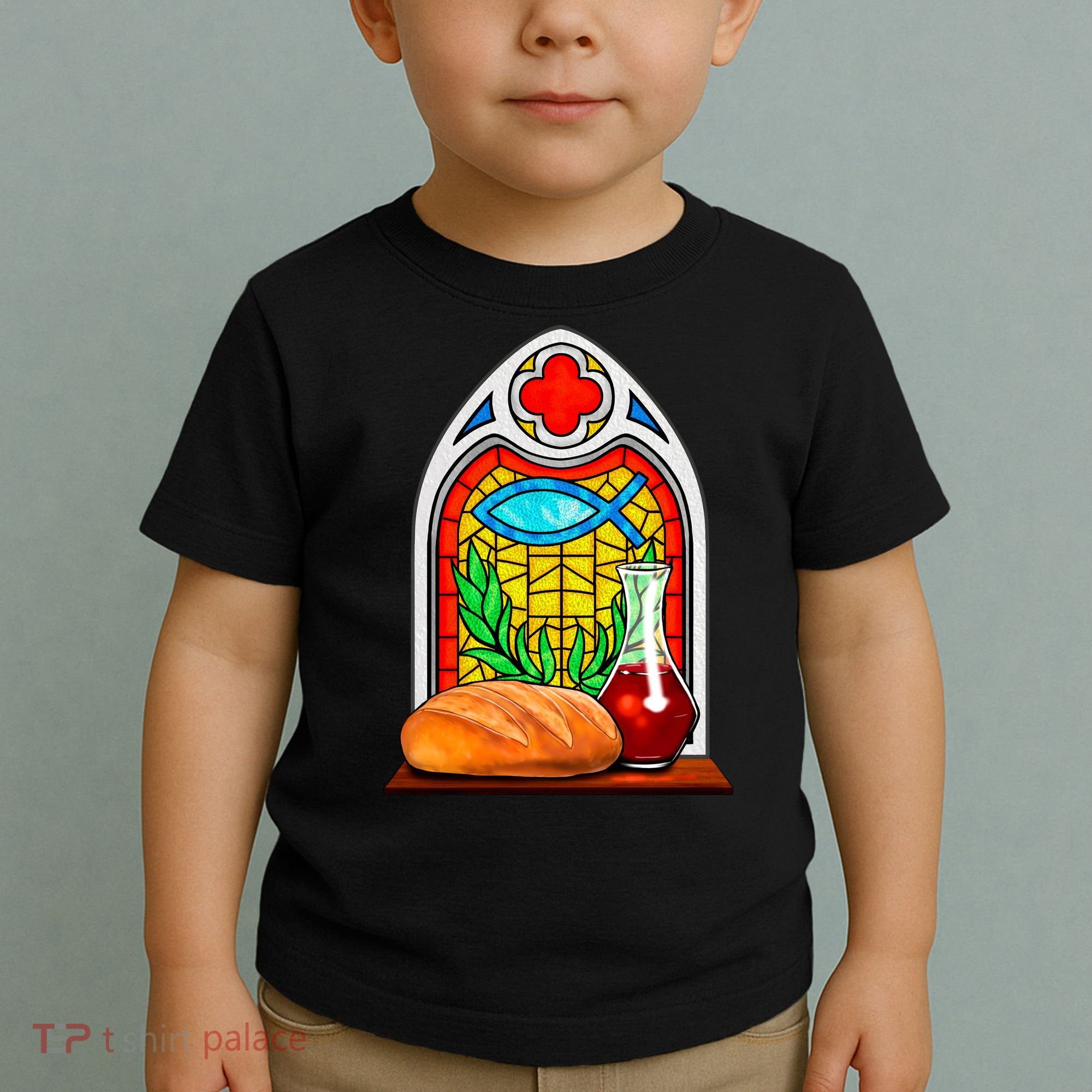 Bread And Wine Christian Stained Glass Catholic Toddler T-Shirt