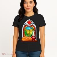 Bread And Wine Christian Stained Glass Catholic Women's T-Shirt thumb 4