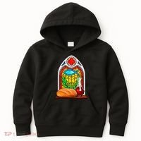 Bread And Wine Christian Stained Glass Catholic Kids Hoodie thumb 0