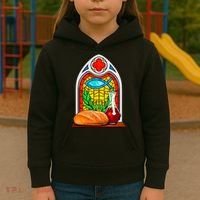 Bread And Wine Christian Stained Glass Catholic Kids Hoodie thumb 3