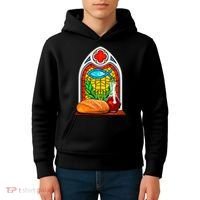 Bread And Wine Christian Stained Glass Catholic Kids Hoodie thumb 4