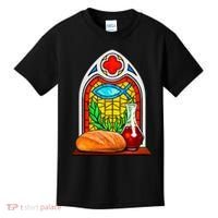 Bread And Wine Christian Stained Glass Catholic Kids T-Shirt thumb 0