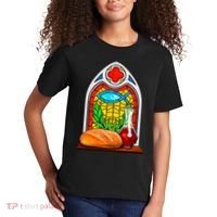Bread And Wine Christian Stained Glass Catholic Kids T-Shirt thumb 2