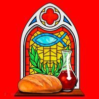 Bread And Wine Christian Stained Glass Catholic Santa Hat thumb 1