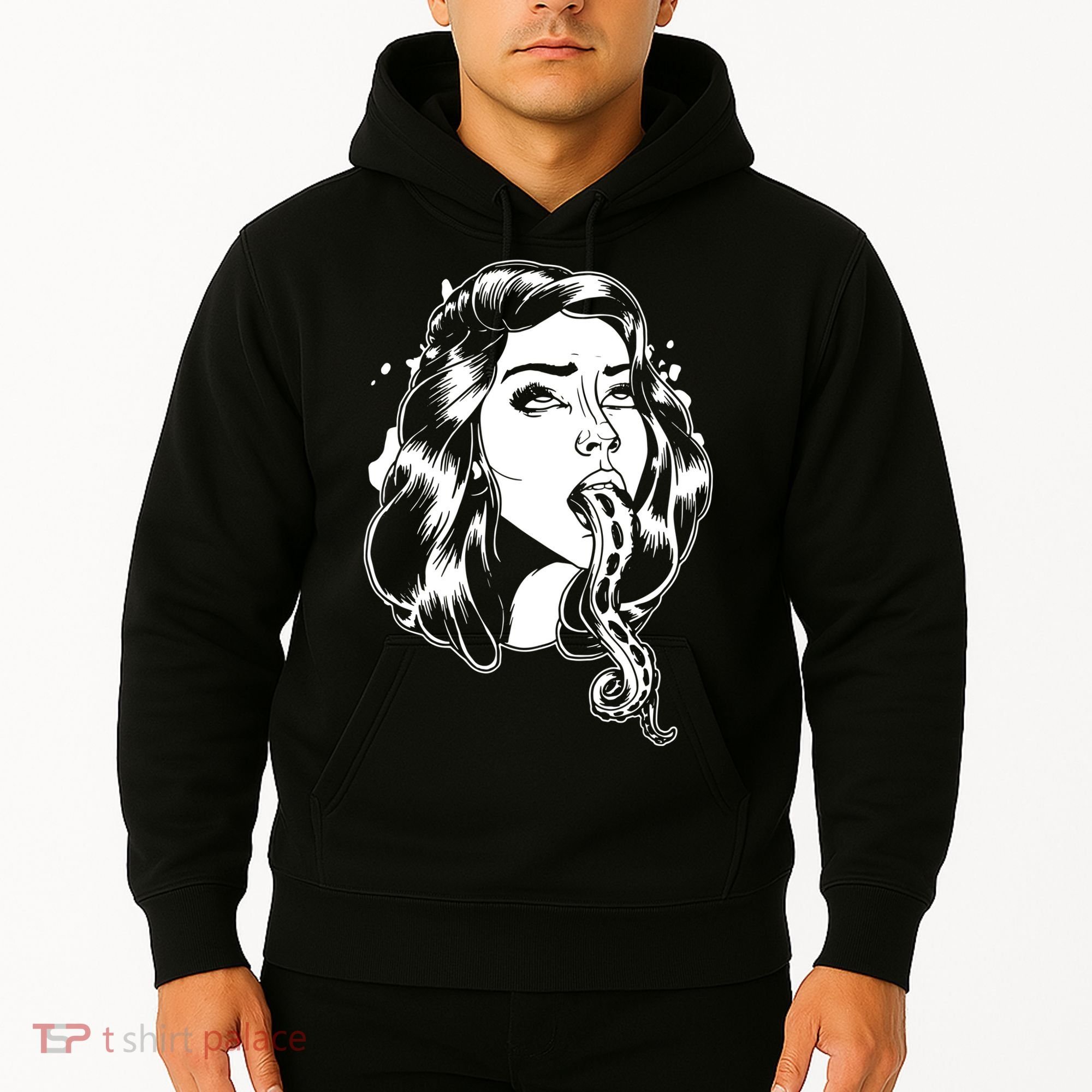 Black And White Tentacle Girl Octopus Hoodie