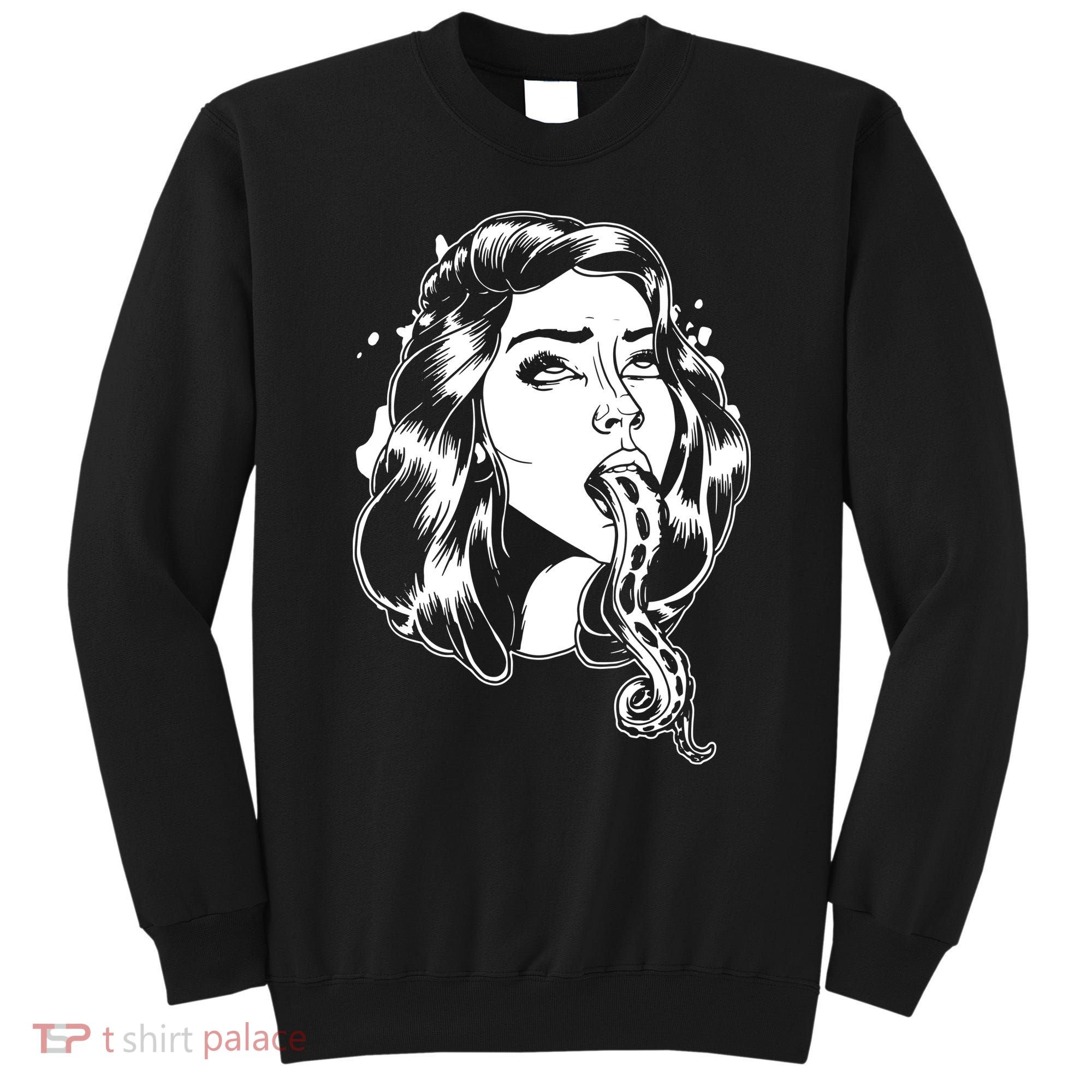 Black And White Tentacle Girl Octopus Sweatshirt