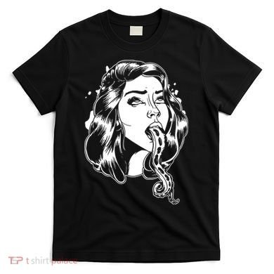 Black And White Tentacle Girl Octopus T-Shirt