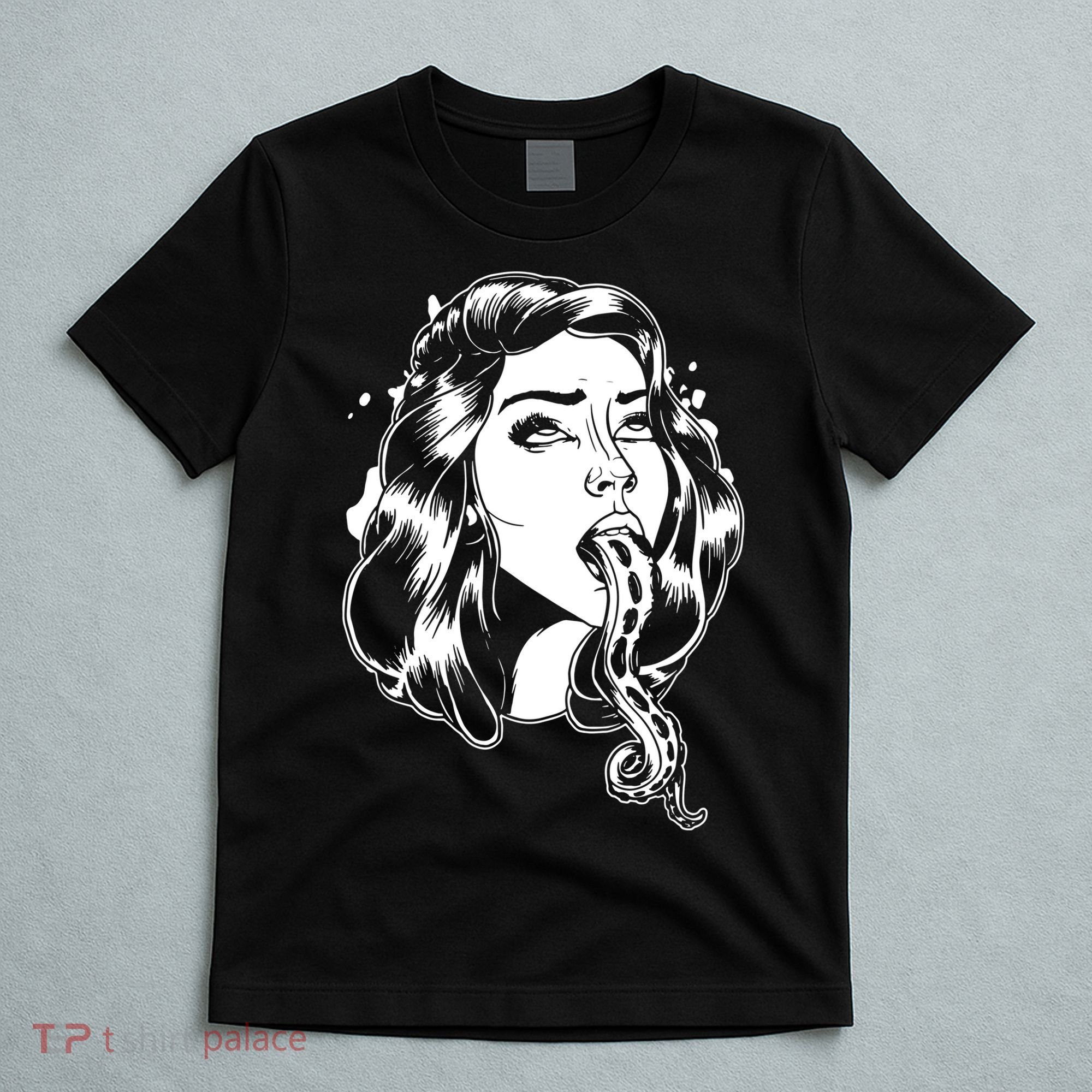 Black And White Tentacle Girl Octopus T-Shirt