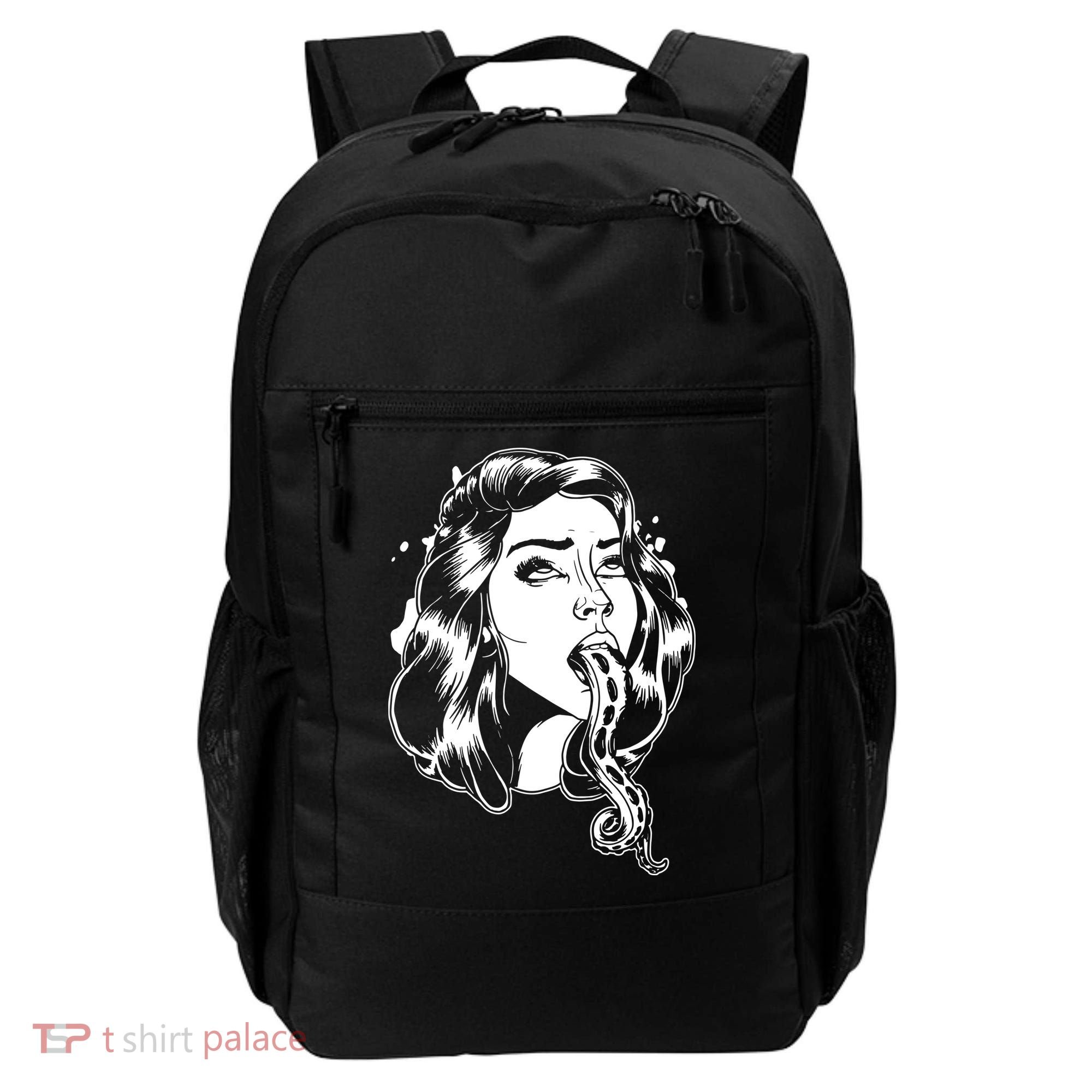 Black And White Tentacle Girl Octopus Backpack