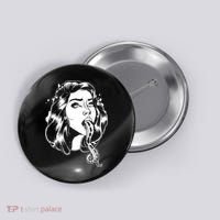Black And White Tentacle Girl Octopus Button thumb 0