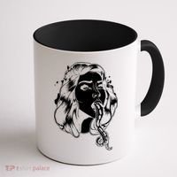 Black And White Tentacle Girl Octopus Coffee Mug thumb 1