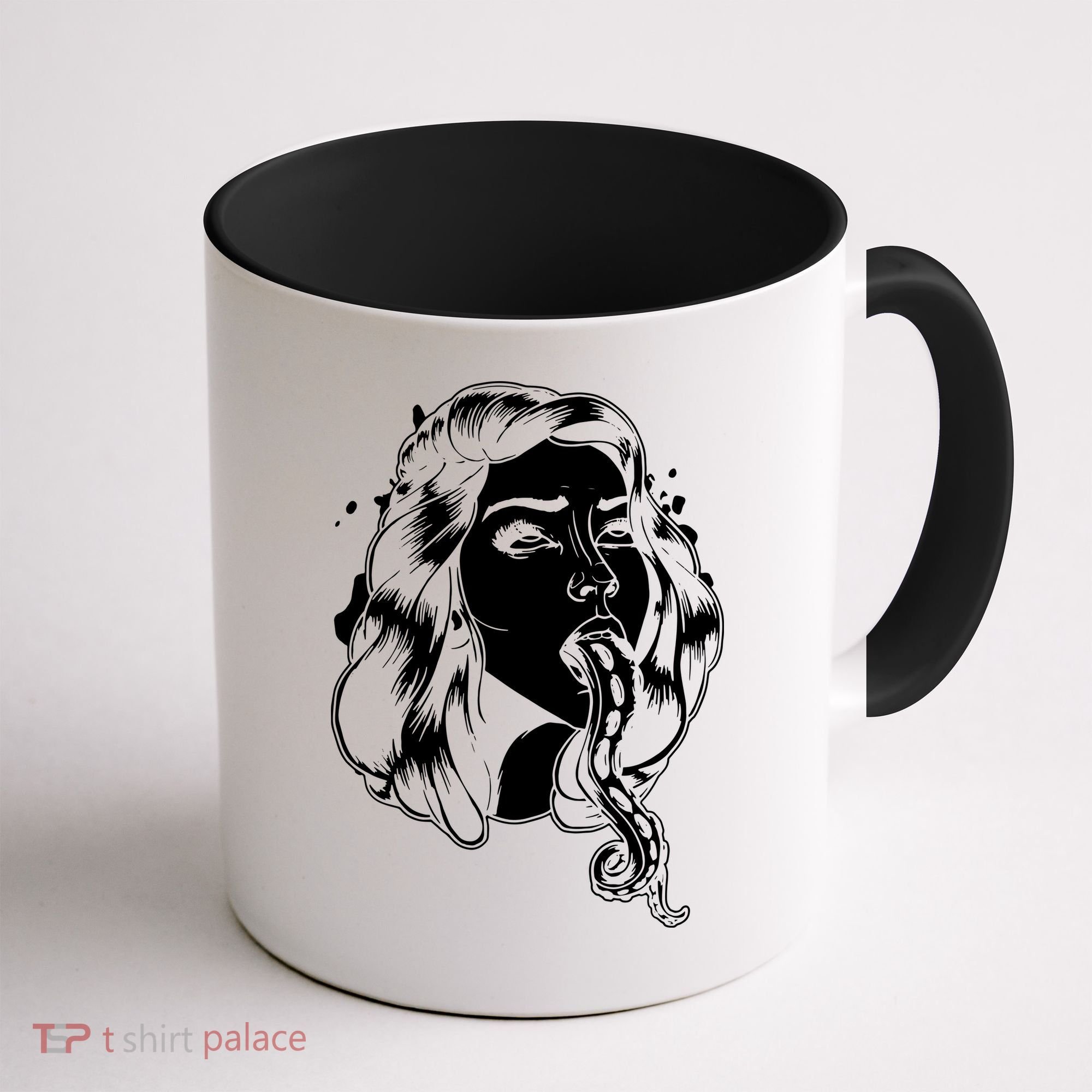 Black And White Tentacle Girl Octopus Coffee Mug