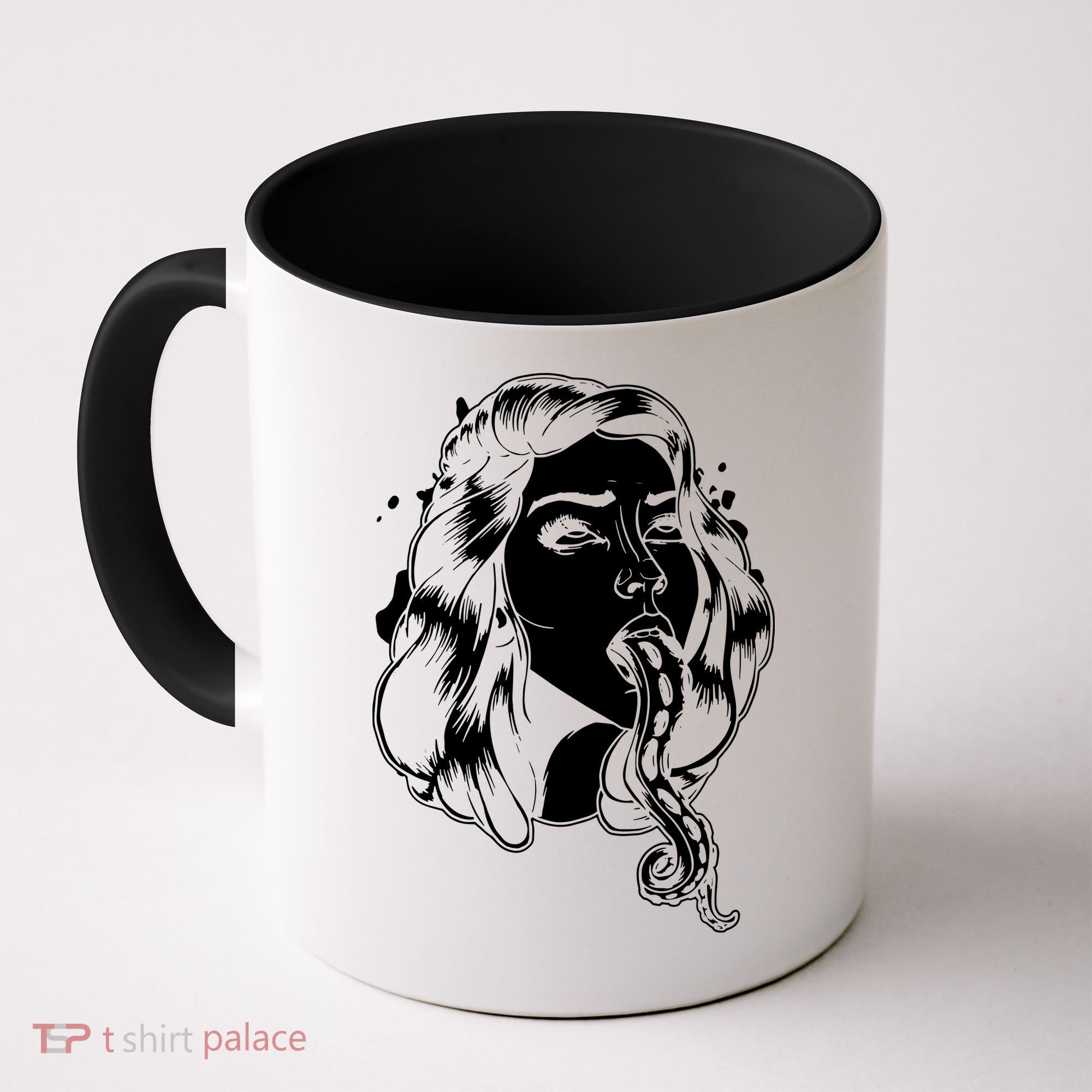 Black And White Tentacle Girl Octopus Coffee Mug