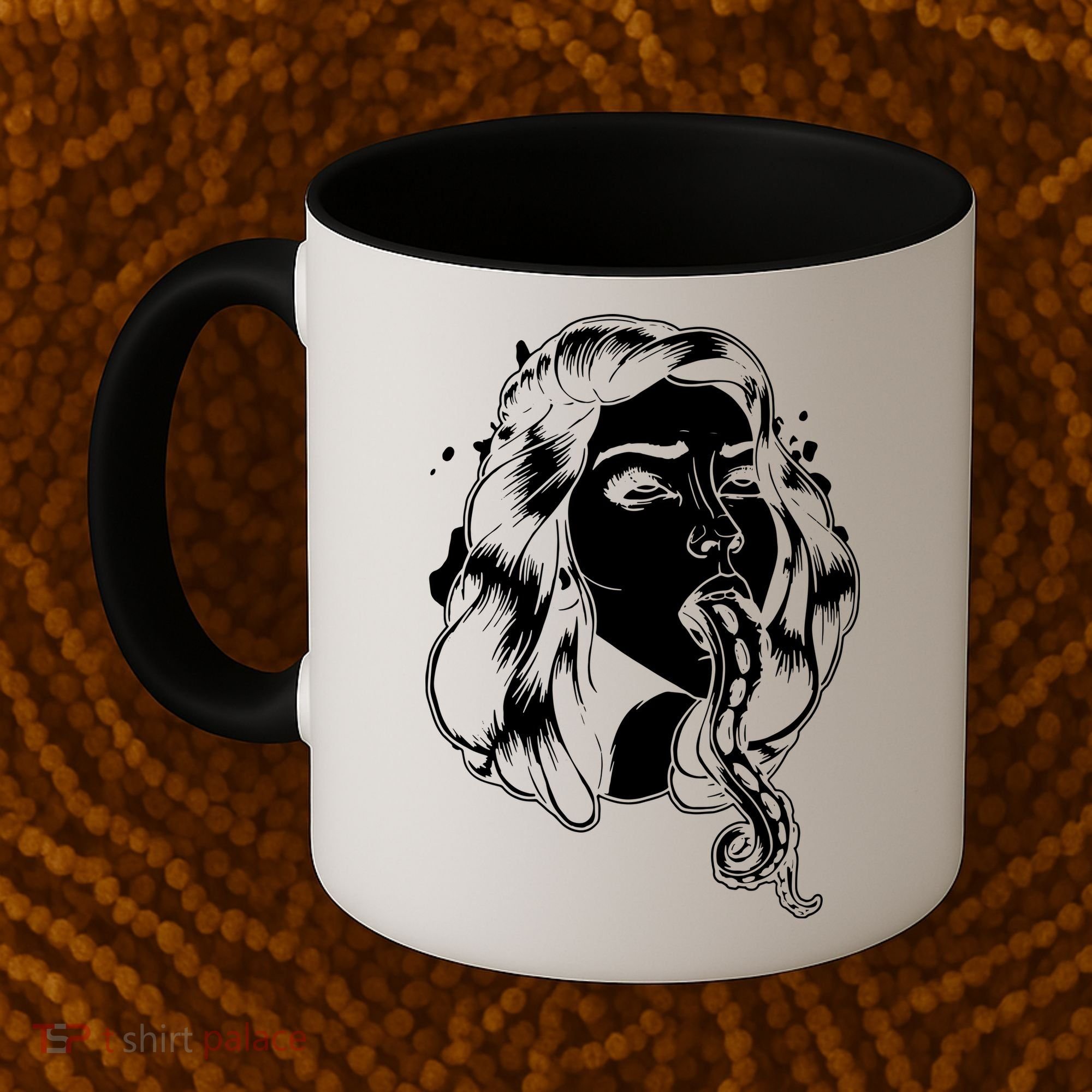 Black And White Tentacle Girl Octopus Coffee Mug