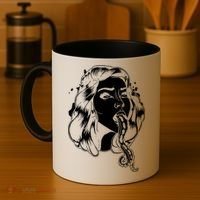 Black And White Tentacle Girl Octopus Coffee Mug thumb 4