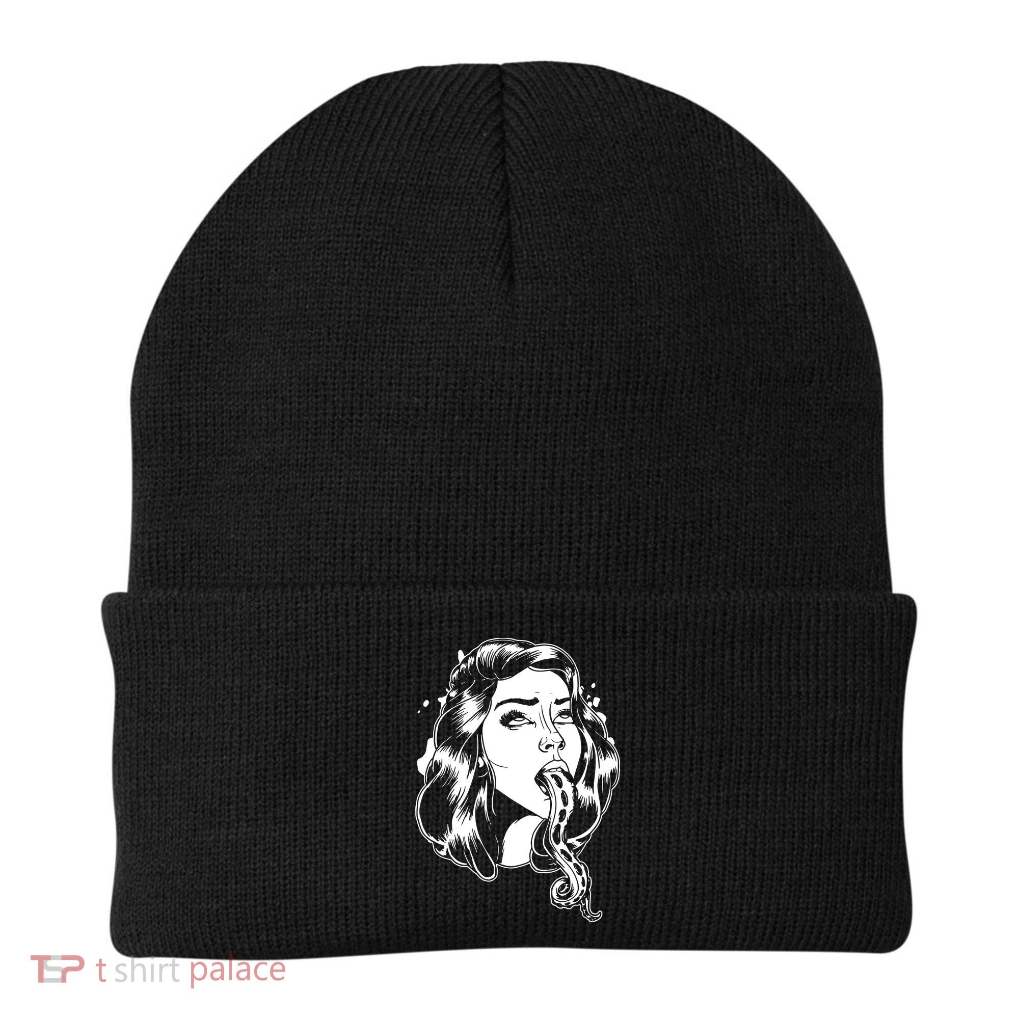 Black And White Tentacle Girl Octopus Beanie
