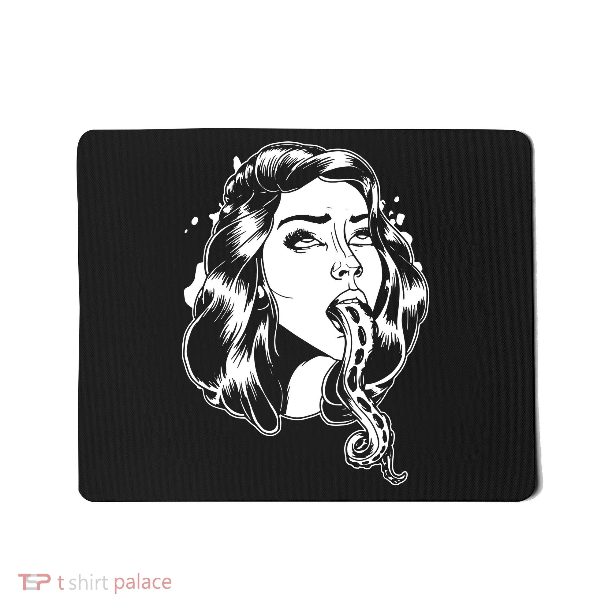 Black And White Tentacle Girl Octopus Mousepad