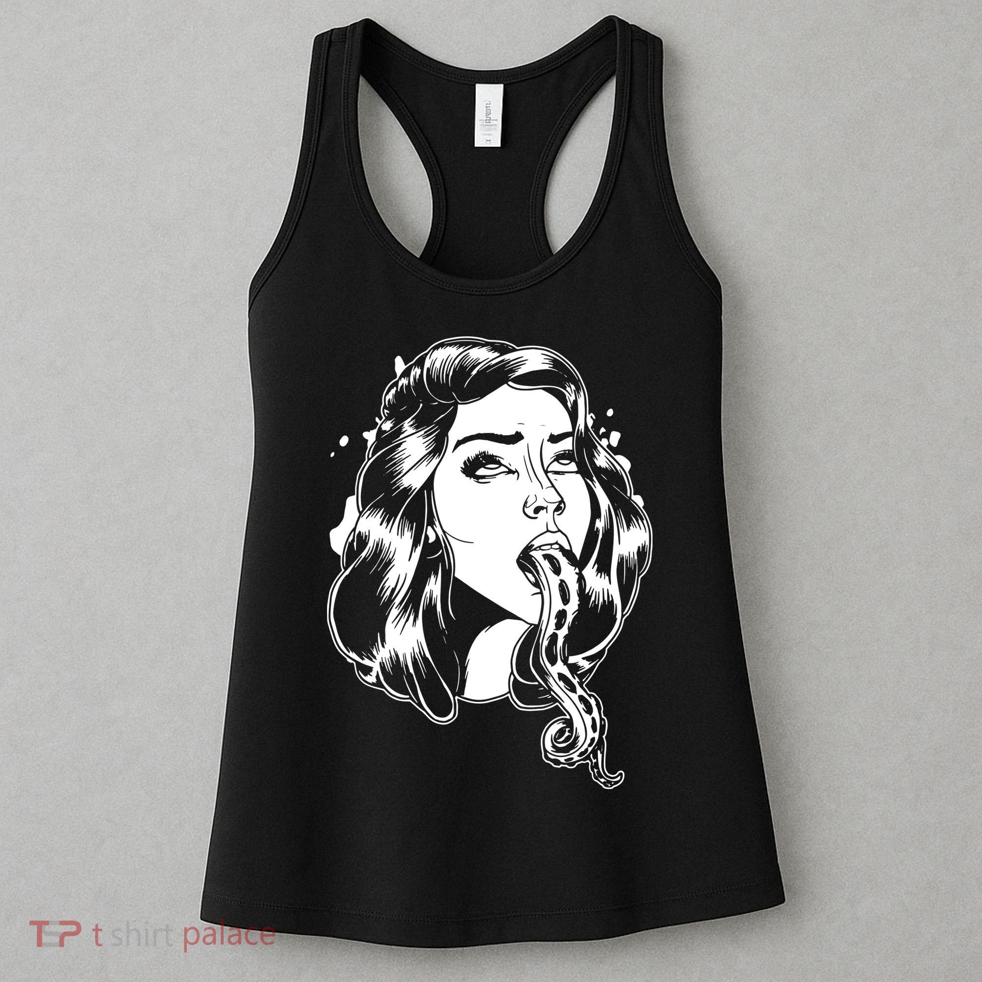 Black And White Tentacle Girl Octopus Women's Tank Top
