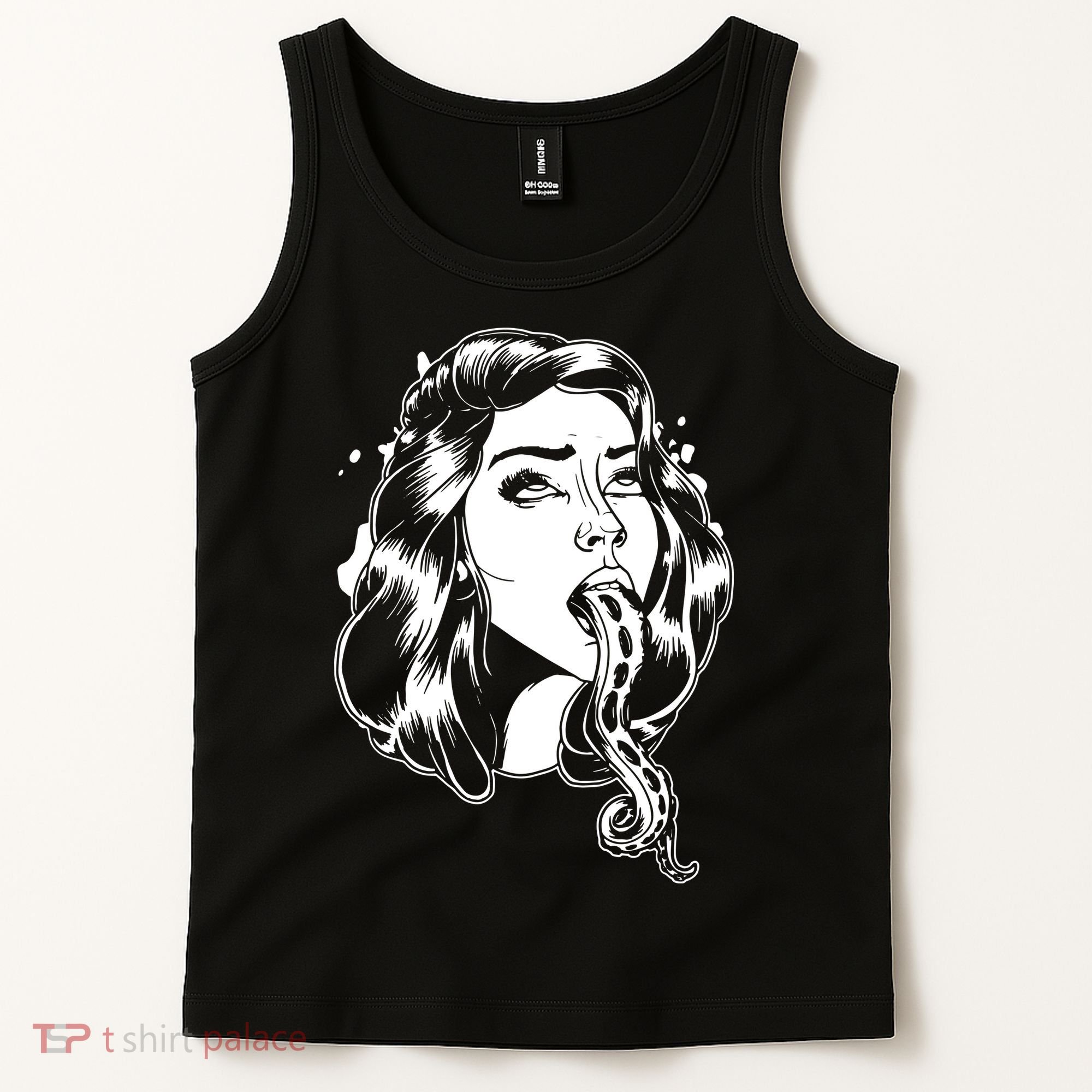 Black And White Tentacle Girl Octopus Tank Top
