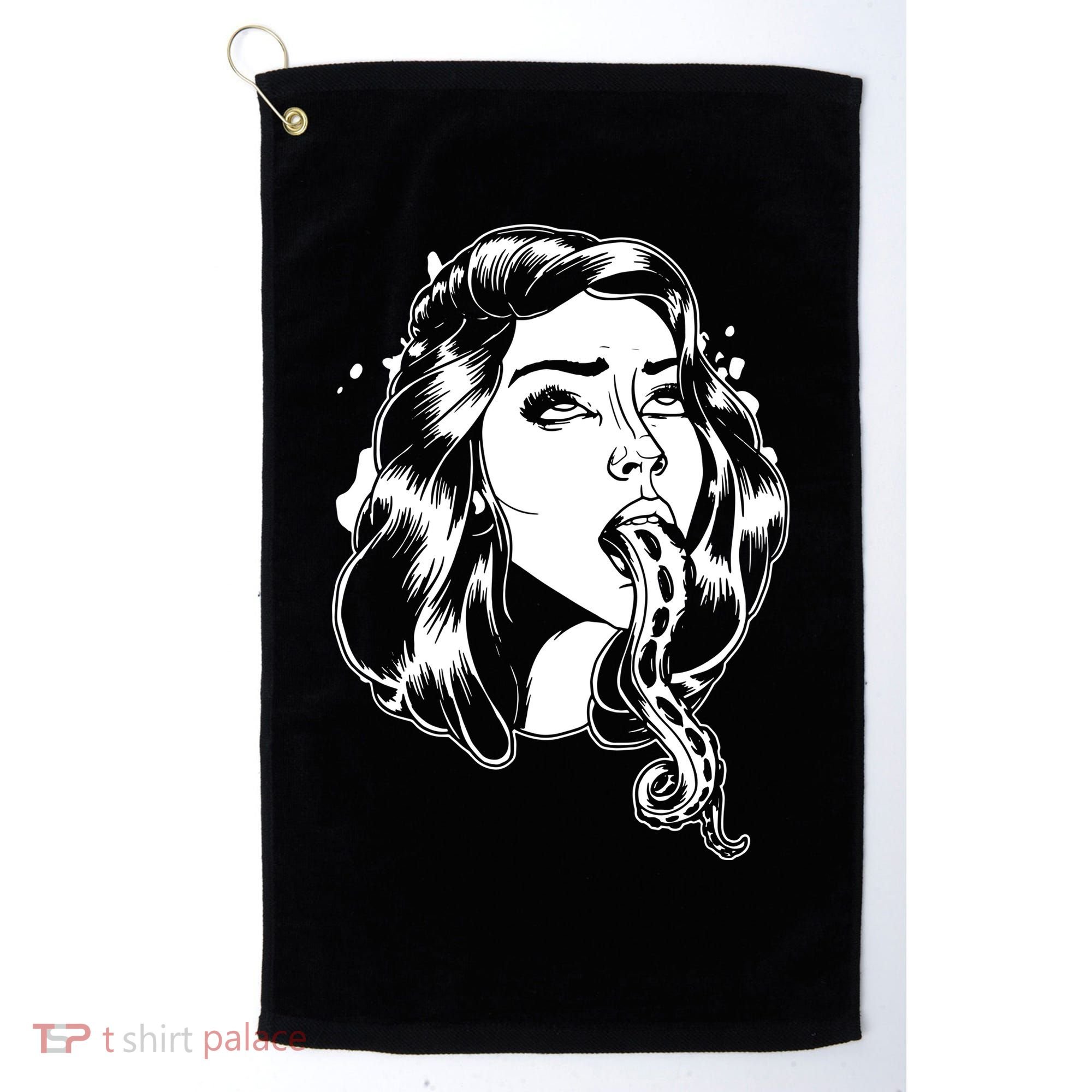 Black And White Tentacle Girl Octopus Golf Towel