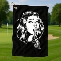 Black And White Tentacle Girl Octopus Golf Towel thumb 1