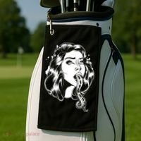 Black And White Tentacle Girl Octopus Golf Towel thumb 2