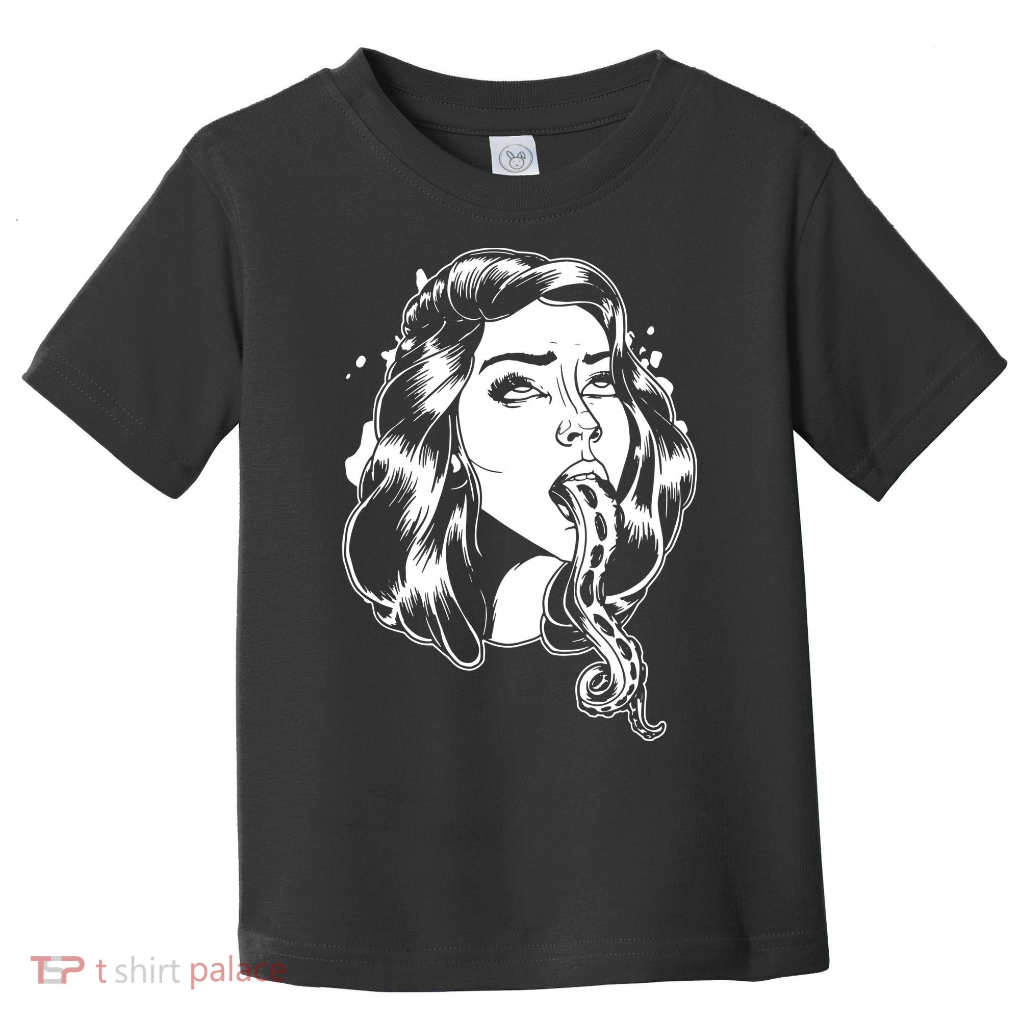 Black And White Tentacle Girl Octopus Toddler T-Shirt