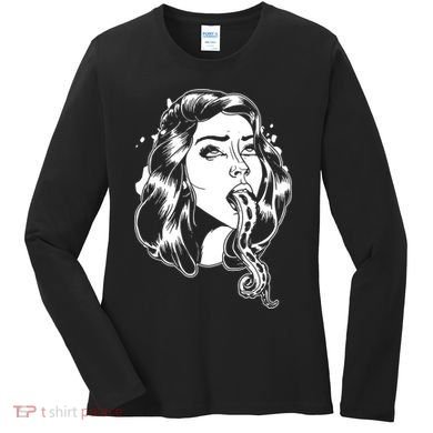 Black And White Tentacle Girl Octopus Women's Long Sleeve Shirt