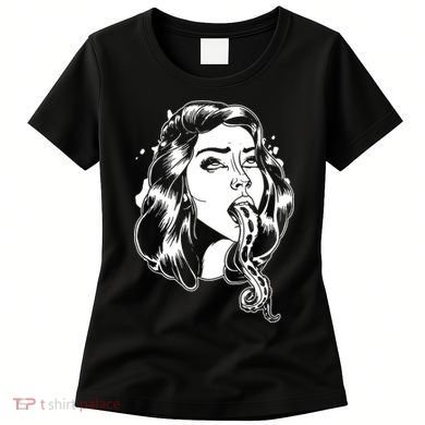 Black And White Tentacle Girl Octopus Women's T-Shirt