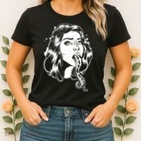 Black And White Tentacle Girl Octopus Women's T-Shirt thumb 2