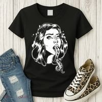 Black And White Tentacle Girl Octopus Women's T-Shirt thumb 3