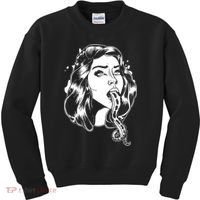 Black And White Tentacle Girl Octopus Kids Sweatshirt thumb 0