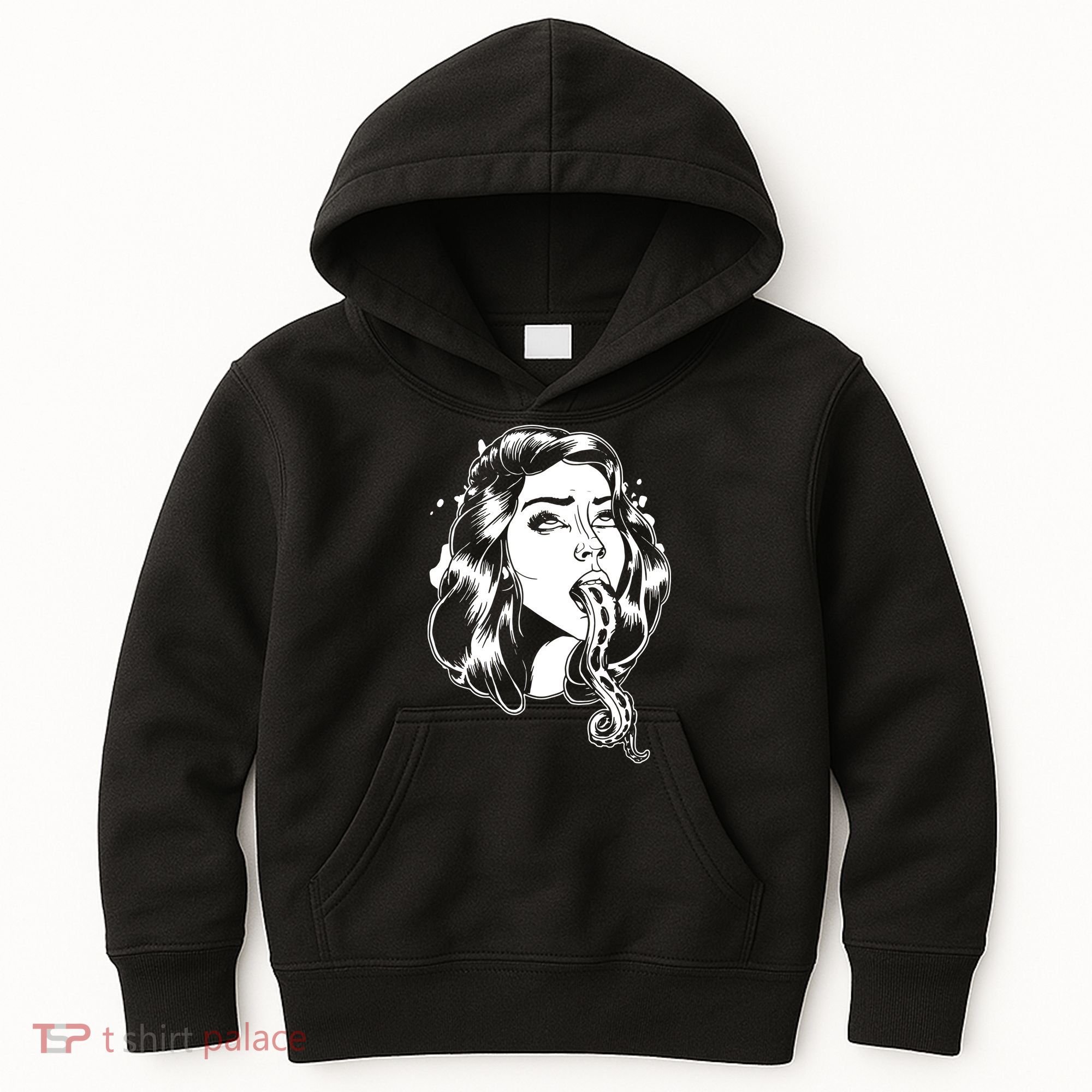 Black And White Tentacle Girl Octopus Kids Hoodie