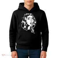 Black And White Tentacle Girl Octopus Kids Hoodie thumb 4