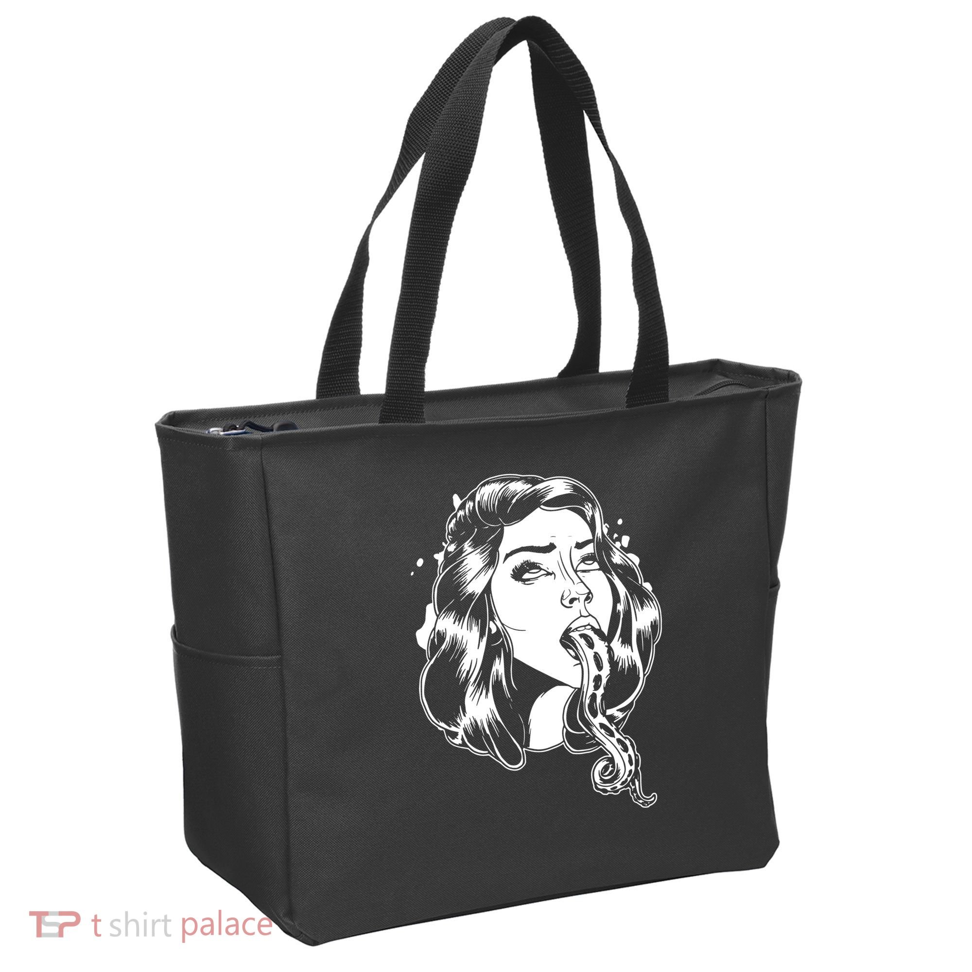 Black And White Tentacle Girl Octopus Tote Bag