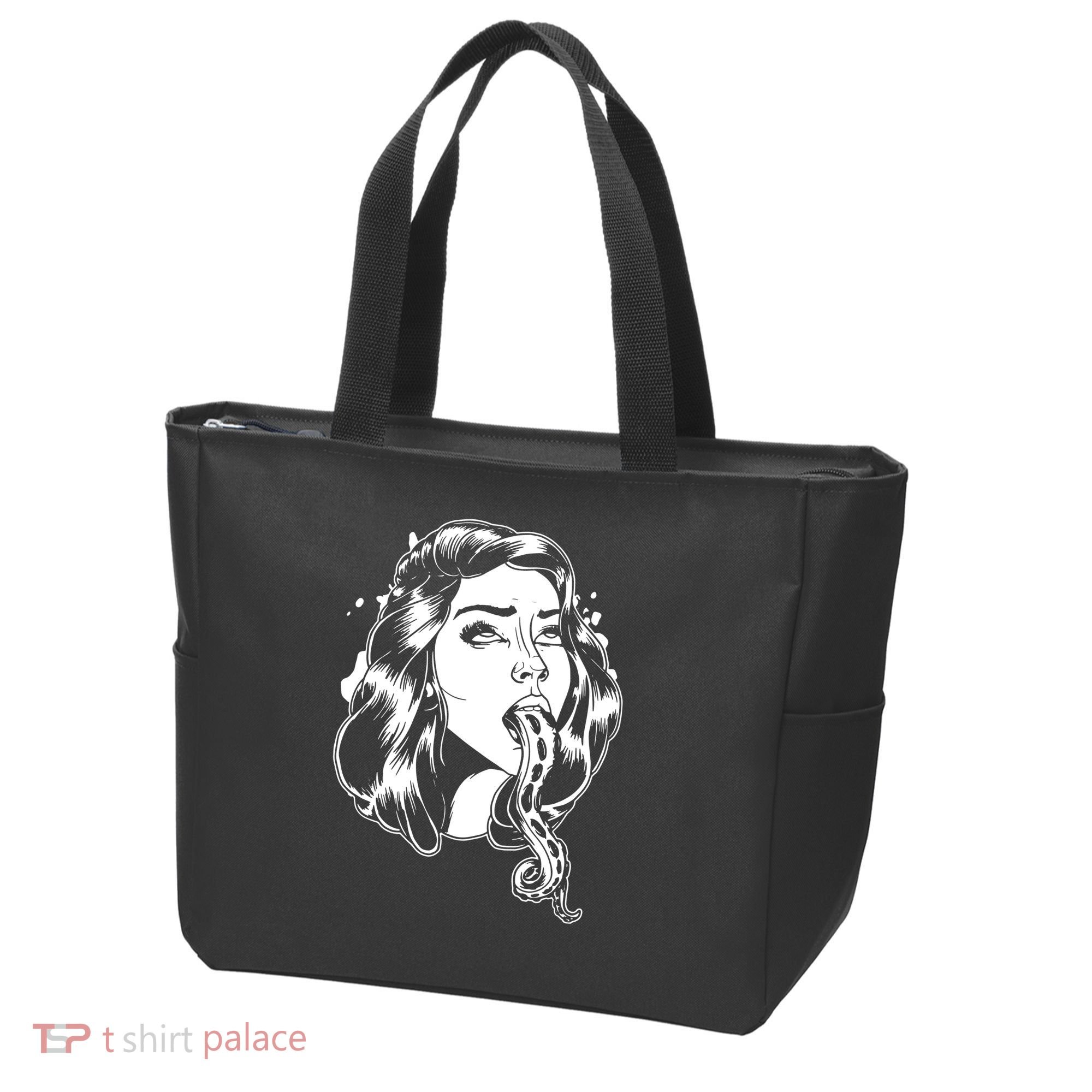 Black And White Tentacle Girl Octopus Tote Bag