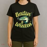 Baitin and Waitin Trout Fishing Lakes Hunting Fisherman T-Shirt thumb 4