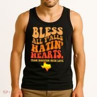 Bless All Yalls Hatin Hearts From Houston With Love Funny Tank Top thumb 3