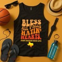 Bless All Yalls Hatin Hearts From Houston With Love Funny Tank Top thumb 4