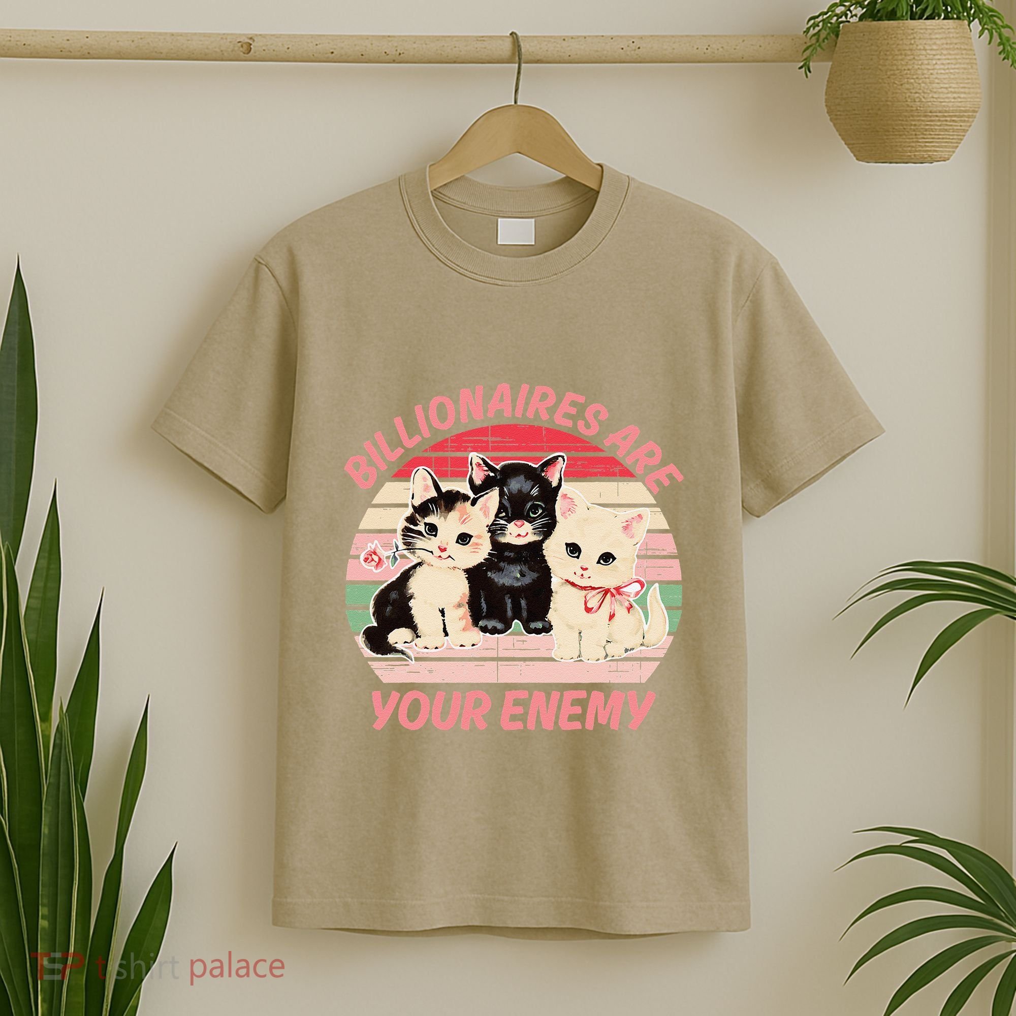 Billionaires Are Your Enemy Cat Vintage T-Shirt