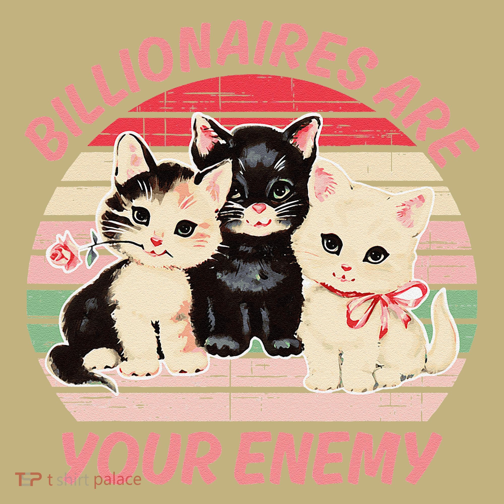 Billionaires Are Your Enemy Cat Vintage T-Shirt