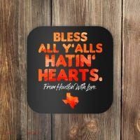 Bless All Y'alls Hatin' Hearts Houston With Love baseball Coaster thumb 0