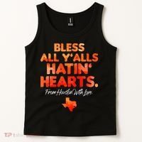 Bless All Y'alls Hatin' Hearts Houston With Love baseball Tank Top thumb 2